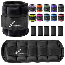 Sportneer Adjustable Weighted Ankle Weights Set 1 Pair 2 4 6 8 5lbs x2, Black