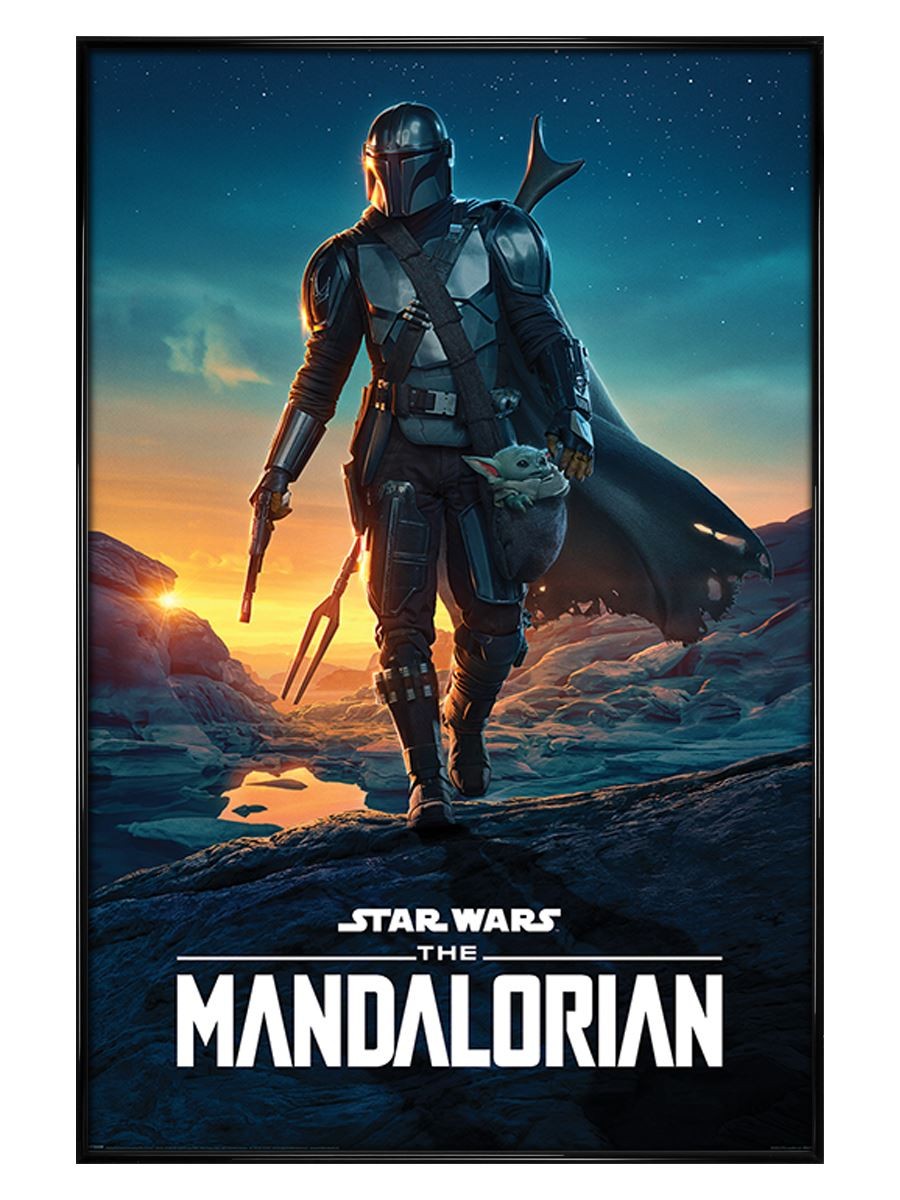 Gloss Black Framed Star Wars: The Mandalorian Nightfall Maxi Poster