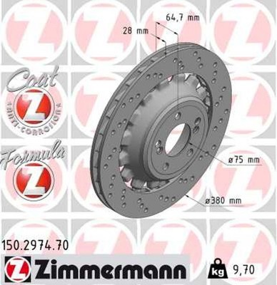 1x ZIMMERMANN Bremsscheibe FORMULA Z 150.2974.70 für BMW 2er F22 F87 Competition