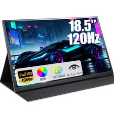Large 18.5 Inch Portable Monitor, 120Hz IPS FHD 1080P USB-C HDMI Display with...