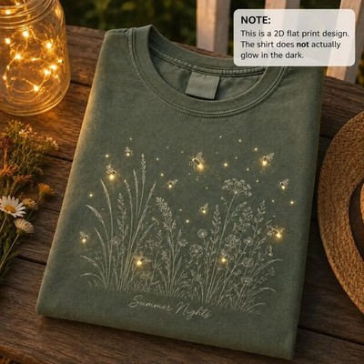 Comfort Colors Summer Nights Firefly Wildflower Nature Lightning Bug T-Shirt