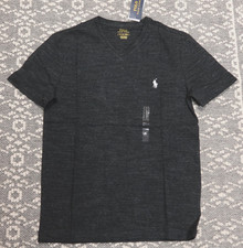 New Polo Ralph Lauren Men's V-Neck T-Shirt Tee - SMALL - Black Heather