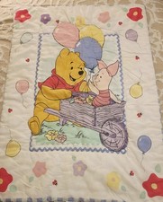 Vintage Disney Winnie The Pooh Baby Crib Comforter Nursery Piglet 40" X 30" EUC