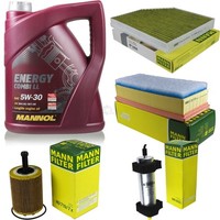 MANN-FILTER Inspektionspaket Mannol 5L Energy Combi Ll 5W-30 FüR Audi Q5 2.0