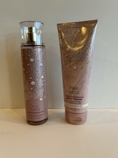 Pink Suede Bath  Body Works Set Body Cream  Fine Fragrance Mist 8 Oz. Each