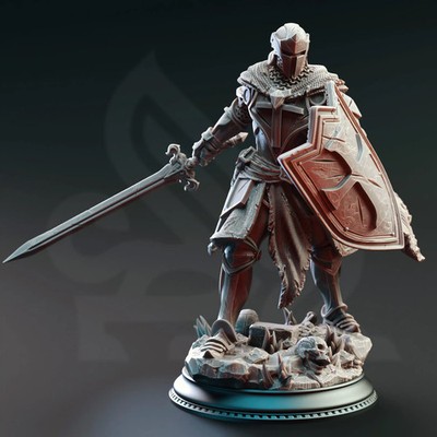 Human Paladin Miniature Leopold 32mm DM Stash Unpainted Resin Miniature DnD