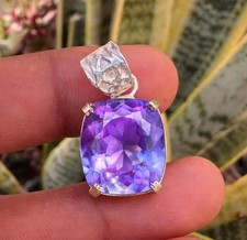 31.12 Ct Natural Color Changing Alexandrite Cushion Pendant 925 Silver Certified