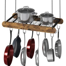 Pot Racks Hanging Ceiling Mount with 12 S-Shaped Hooks Heavy-Duty Pot and Pan