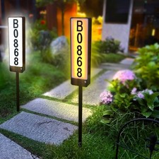 Solar Address Sign, Double Side House Numbers for Outside Light Up, Led Illum...