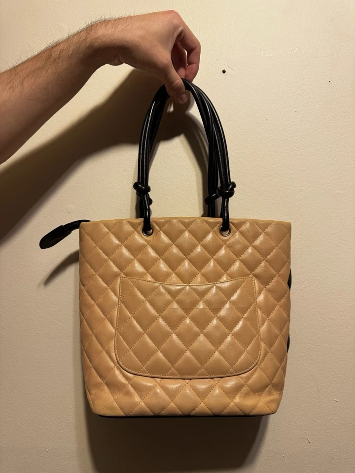 Pre-Owned Chanel Medium Calfskin Ligne Cambon 2004-2005 Tote(Repainted) - Image 3 of 4