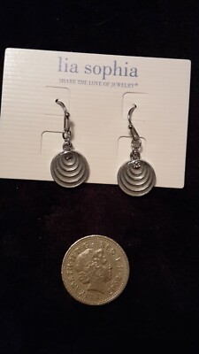 Lia Sophia SM Silber Muschel runder Haken Hänger Ohrhänger Statement Ohrringe Schmuck