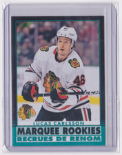 2020-21 OPC MARQUEE ROOKIE RETRO BLACK BORDER/100 LUCAS CARLSSON #520 BLACKHAWKS