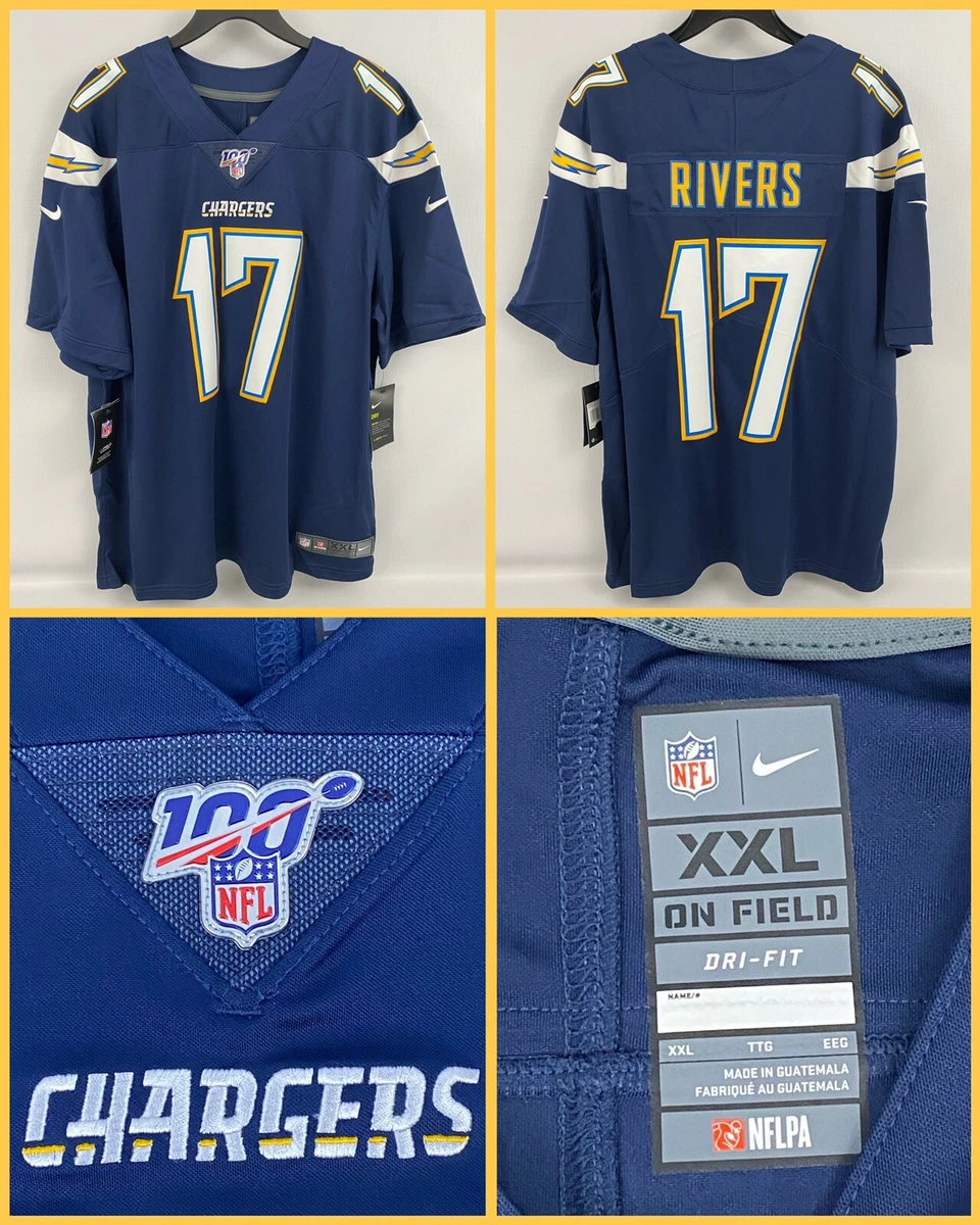 NWT Men's PHILIP RIVERS Los Angeles Chargers Navy NFL 100 Limited  Jersey - XXL