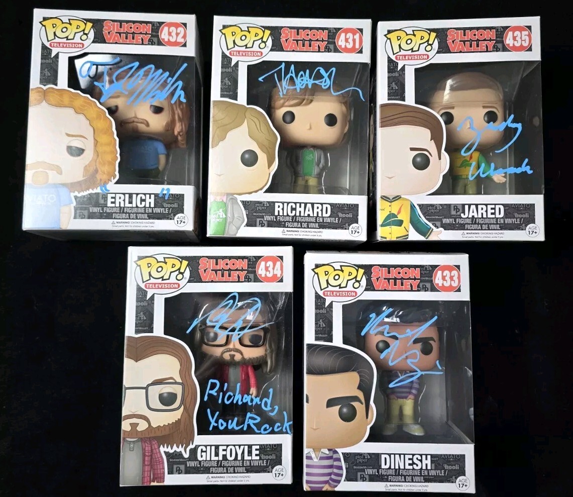 Silicon Valley Cast Signed Funko Pops TJ Miller - Kumail Nanjiani