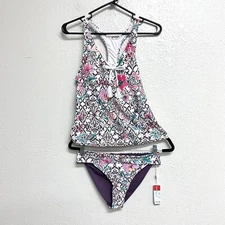 Swim Systems Women 2PC Swim Set Terrace Blooms Tankini (M) Banded Bottom (L)