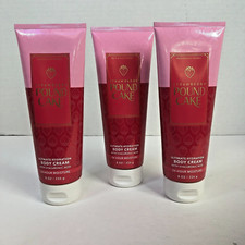 3 Bath Body Works STRAWBERRY POUND CAKE Body Cream Lotion 8 oz