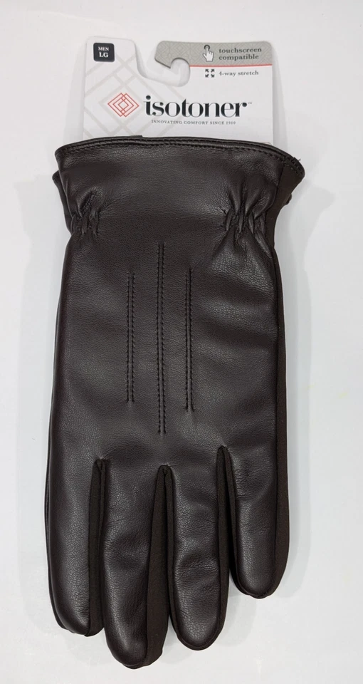 Guante Isotoner Hombre Marrón Imitación Cuero Reunido Muñeca SmarTouch (A736K1) Talla M/L Foto 2 de 4