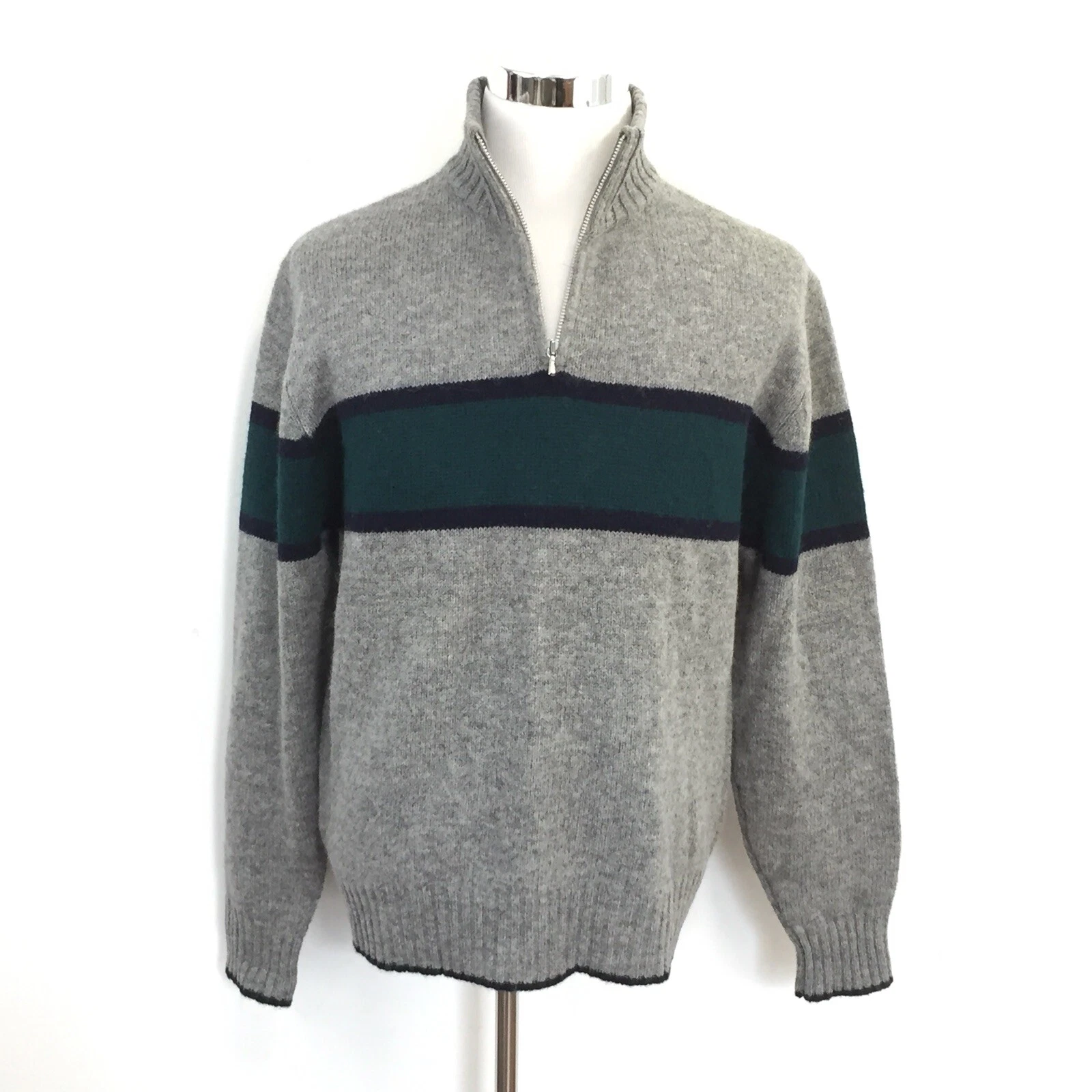 Gap Mens Sz L Lightweight Shetland Wool Quarter Zip Sweater Cotton Inside Neck L