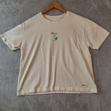 Life Is Good T-Shirt Womens Small Beige Margarita Take it Easy Crop Boxy Crusher