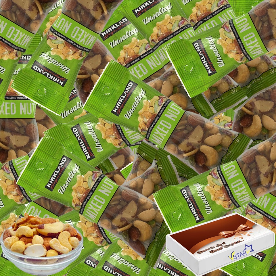 540 pack Kirkland Signature Unsalted Mixed Nut Snack Packs 45g With Gift Box eBay