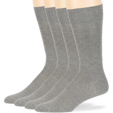 Men Bamboo 4 Pack Breathable Dress Casual Comfort Crew Socks XLarge 13-15 Grey