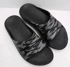 OOFOS | OOah Recovery black gray camouflage sporty slides sandals | WMS 6
