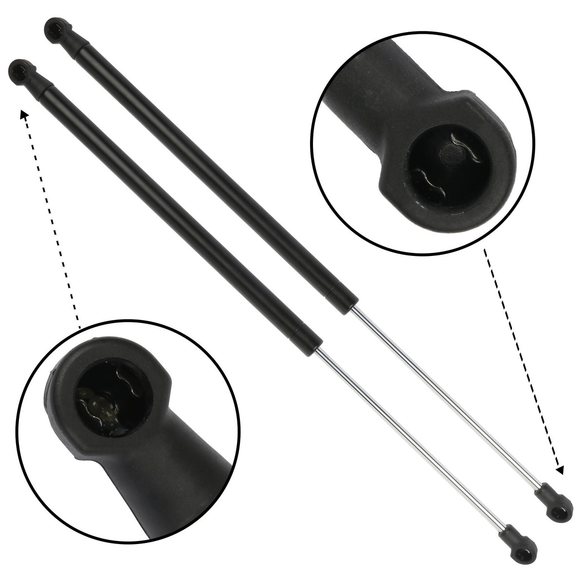 Smart Fortwo Rear Window Gas Lift Supports – 2-Piece Set, Fits 2008-2014, Smooth Black Struts 9943594