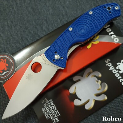 Spyderco Tenacious S35VN Lightweight Satin Plain Blade Blue FRN Handles C122PBL
