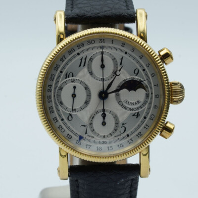 CHRONOSWISS LUNAR CHRONO HERREN UHR AUTOMATIK 18K 750 GOLD VINTAGE 38MM CH7521