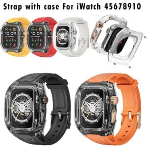 Protective Case Strap TPU PC Watch Band for Apple Watch 40 41 44 45 46 49mm Belt