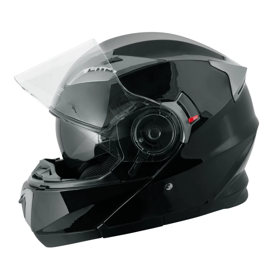 Casco Modulare Apribile Moto Touring Sport Visiera Parasole Nero - Immagine 3 di 3