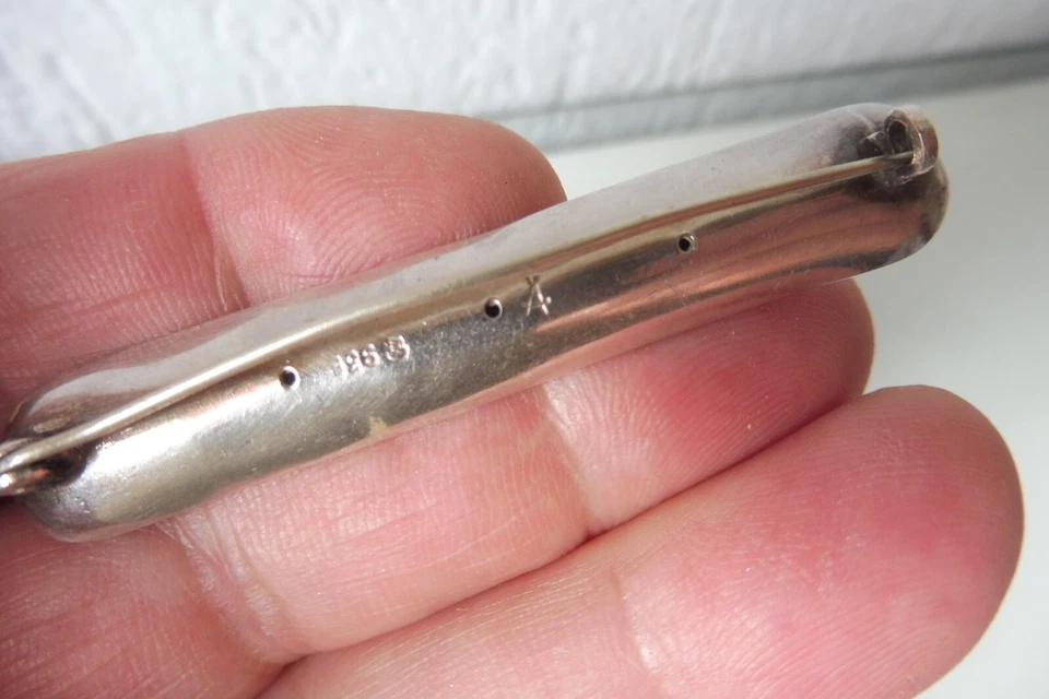 Bella Vecchia Spilla / Spilla 935 Argento Con Corallo - Immagine 4 di 4