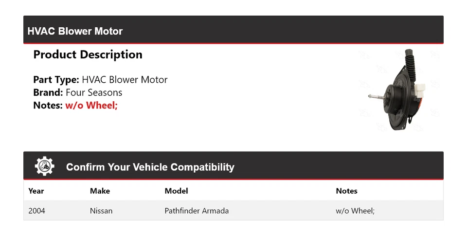 Motor soplador de climatización Nissan Pathfinder Armada 2004 4 estaciones Foto 2 de 4