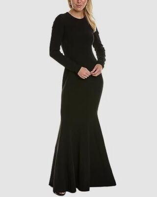 $3290 Michael Kors Women's Black Long-Sleeve Wool-Blend Fishtail Dress Size  2 | eBay