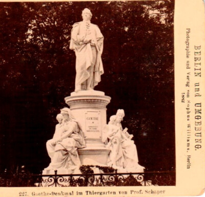 Stereofoto Goethe-Denkmal im Thiergarten Prof. Schaper, Sop Williams Berlin 1882