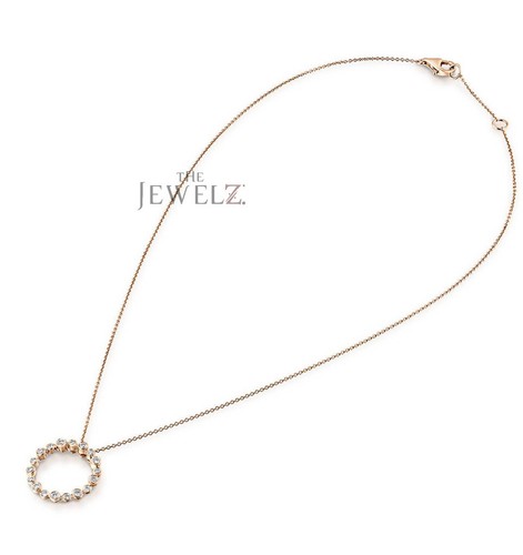 Conjunto de bisel de oro de 14 quilates de 0,50 quilates VS/F-G collar colgante círculo de eternidad de diamantes - Imagen 3 de 5