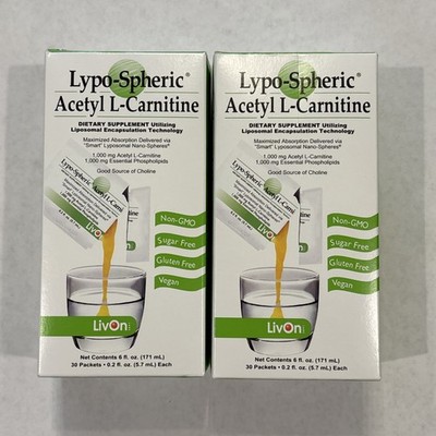 2X LivOn Laboratories Lypo-Spheric Acetyl L-Carnitine 60 Pkts Expires 8/25  | eBay