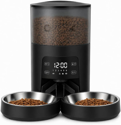 Automatic Cat Feeder for 2 Cats, 6L, 6 Meals, Voice Recorder, Battery Backup