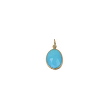 SleepingBeauty Turquoise Pendant 11x9 mm Freeform Hand Made In 14k Yellow Gold