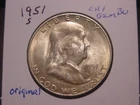 1951-S FRANKLIN HALF CHOICE + GEM BU ORIGINAL COLOR FROSTY LUSTER BETTER DATE
