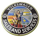 Vintage Volkswagen Sign - Sales Dealership VW Automobile Gas Pump Porcelain Sign