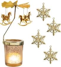 Christmas Spinning Candle Holder Gold Rotating Tealight Table Centerpiece