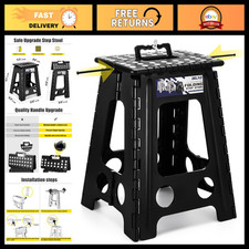 Folding Step Stool 17.5" - Portable Non-Slip Collapsible Stool for Kitchen, Bath