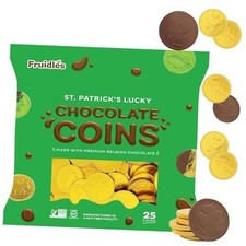 St. Patrick's Day 25 Coins Gold Shamrock Coins Foils, Belgian Clover 25-Pack