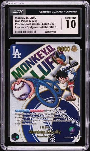 GEM MINT Dodgers x Monkey D Luffy One Piece promo CGC 10 - Easy PSA 10