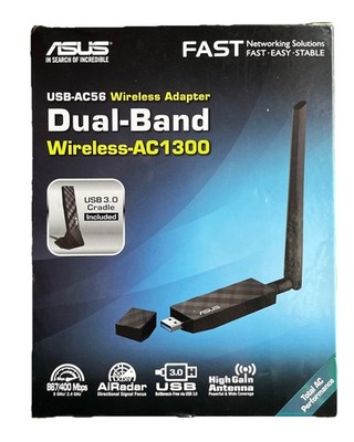 ASUS USB-AC56 Dual-Band Wireless-AC1300 Wi-Fi Adapter USB 3.0 Black
