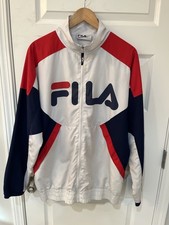 FILA Windbreaker/Track Zip Jacket Men  s Y2K Vintage Colorblock White Red Navy L