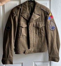 WWII 1945 M-1944 Ike Jacket 1st Infantry 3rd Armored Wool Field Jacket 34R