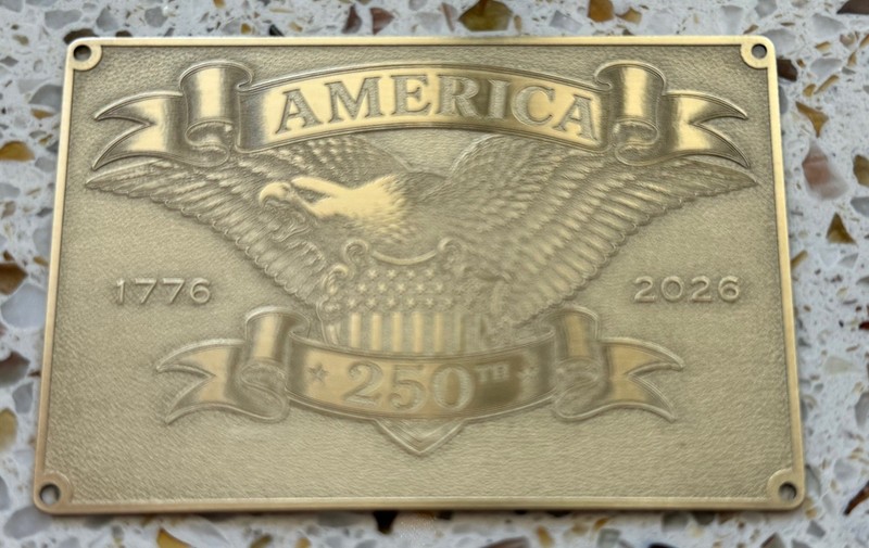 250th Anniversary Brass Plate, 3" X 1-5/8" X  .04"
