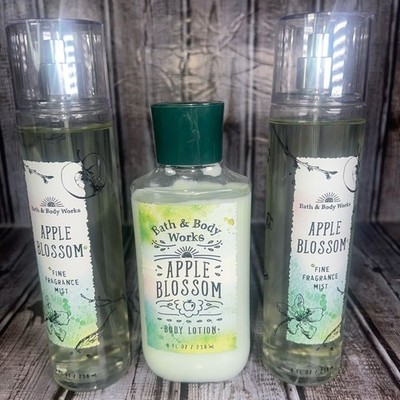 3x Bath and Body Works Apple Blossom Fragrance Mist & Body Lotion NEW!